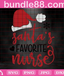 Santa'S Favorite Nurse Christmas Svg, Favorite Nurse Svg, Santa Svg, Christmas Svg, Christmas Nurse Svg, Nurse Svg Invert
