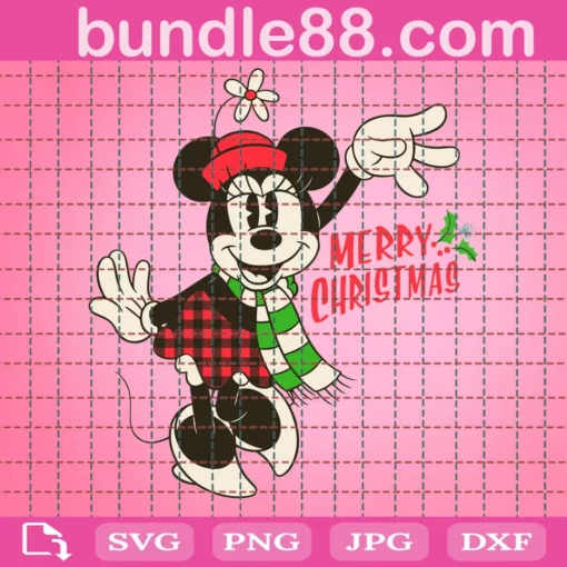 Vintage Minnie Merry Christmas Svg, Christmas Svg, Xmas Svg, Christmas Gift, Merry Christmas, Christmas Minnie, Disney Christmas, Minnie Svg, Minnie Mouse, Disney Minnie Svg, Disney Svg