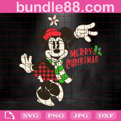 Vintage Minnie Merry Christmas Svg, Christmas Svg, Xmas Svg, Christmas Gift, Merry Christmas, Christmas Minnie, Disney Christmas, Minnie Svg, Minnie Mouse, Disney Minnie Svg, Disney Svg Invert