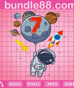 7Th Birthday Astronaut Planets, 7 Years Old, Birthday Kids