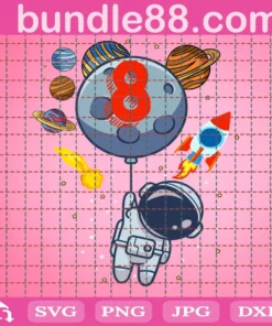 8Th Birthday Astronaut Planets, 8 Years Old, Birthday Kids