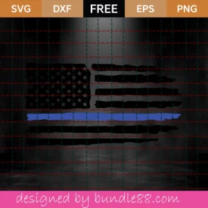American Flag Svg Free, Blue Line Svg, Police Svg, Instant Download, Silhouette Cameo Invert