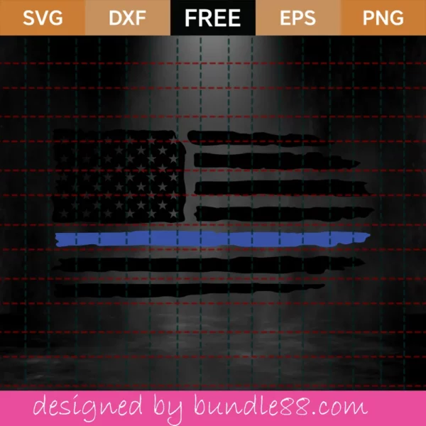 American Flag Svg Free, Blue Line Svg, Police Svg, Instant Download, Silhouette Cameo Invert