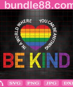 Be Kind Rainbow Heart Invert