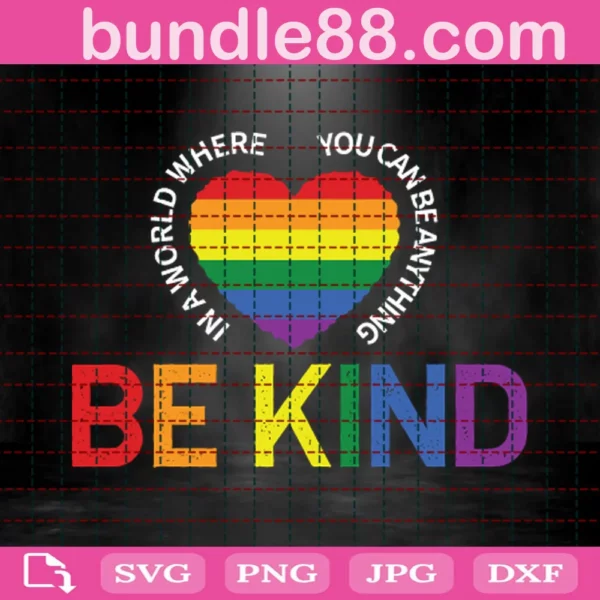 Be Kind Rainbow Heart Invert