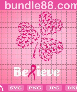 Belive Four Leaf Clover, Breast Cancer Gift