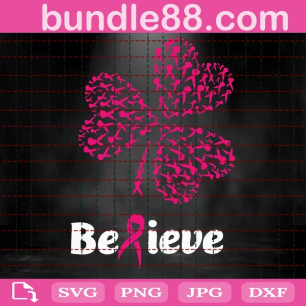 Belive Four Leaf Clover, Breast Cancer Gift Invert