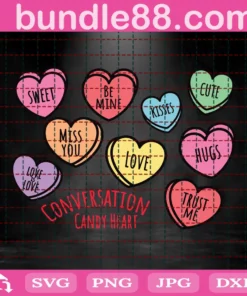 Candy Heart Bundle Valentine Heart Conversation Hearts Invert