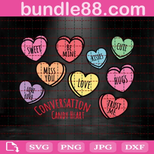Candy Heart Bundle Valentine Heart Conversation Hearts Invert