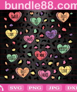 Candy Heart Leopard Pattern Crafting Files, Valentine Invert
