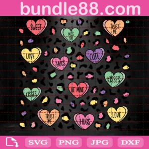Candy Heart Leopard Pattern Crafting Files, Valentine Invert