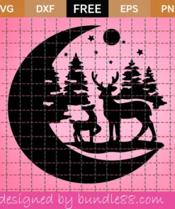 Free Deers In The Forest Moon Svg