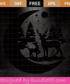 Free Deers In The Forest Moon Svg Invert