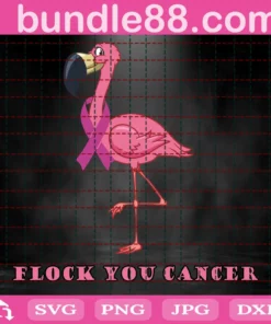Halloween Flamingo Breats Cancer Awareness Invert