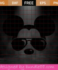 Mickey Mouse Sunglasses Svg Free, Disney Svg, Mickey Svg, Sunglasses, Instant Download Invert