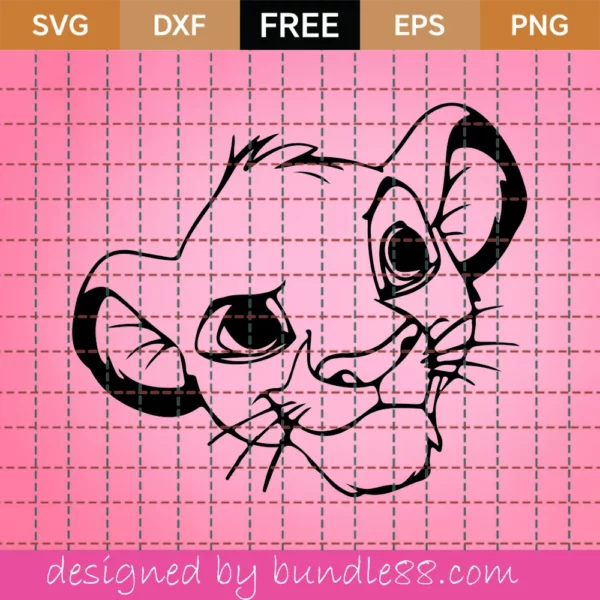 Simba Svg Free, Best Disney Svg Files, Outline Svg, Instant Download, Cartoon Svg