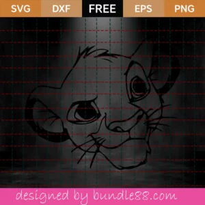 Simba Svg Free, Best Disney Svg Files, Outline Svg, Instant Download, Cartoon Svg Invert