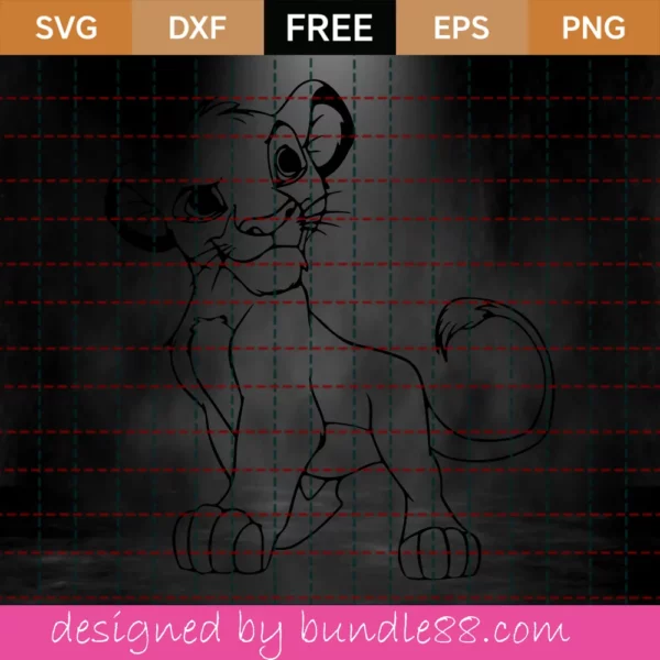 Simba Svg Free, Lion King Svg, Best Disney Svg Files, Instant Download Invert