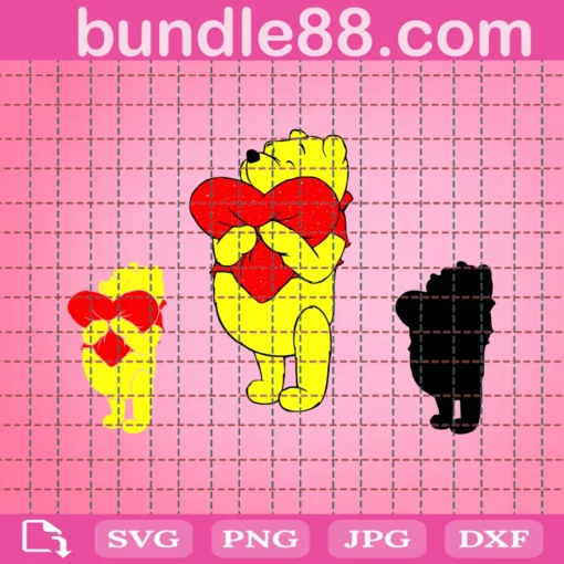 Winnie The Pooh, Valentine, Heart, Love, Couple, Cartoon