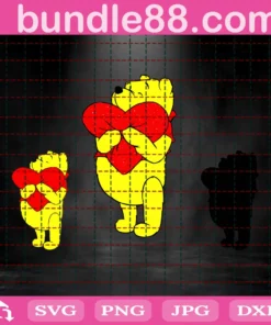 Winnie The Pooh, Valentine, Heart, Love, Couple, Cartoon Invert