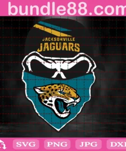 Jacksonville Jaguars Skull Football Files, Clipart, Circut Invert
