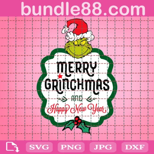 Merry Grinchmas, Happy Newyear, Christmas Villain, Christmas Clip Art Invert
