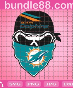 Miami Dolphins Skull Football Files, Clipart, Circut, Cutting Files