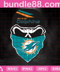 Miami Dolphins Skull Football Files, Clipart, Circut, Cutting Files Invert