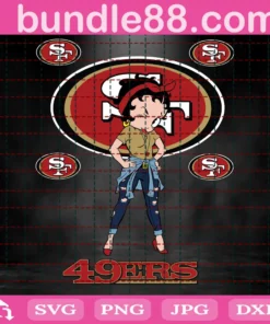 San Francisco 49Ers Betty Boop, Football Girl, Black Betty Boop Invert