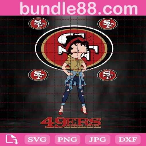 San Francisco 49Ers Betty Boop, Football Girl, Black Betty Boop Invert