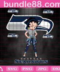 Seattle Seahawks Betty Boop, Football Girl, Black Betty Boop Invert