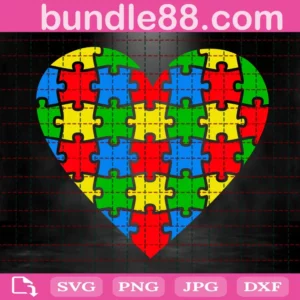 Heart Puzzle Autism Svg, Autism Puzzle Svg, Autism Svg, Autism Awareness Svg