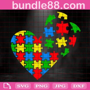 Heart Puzzle Autism Svg, Autism Puzzle Svg, Autism Svg, Autism Awareness Svg