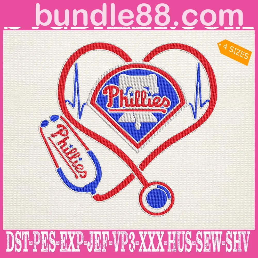 Philadelphia Phillies Nurse Stethoscope Embroidery Files, Baseball