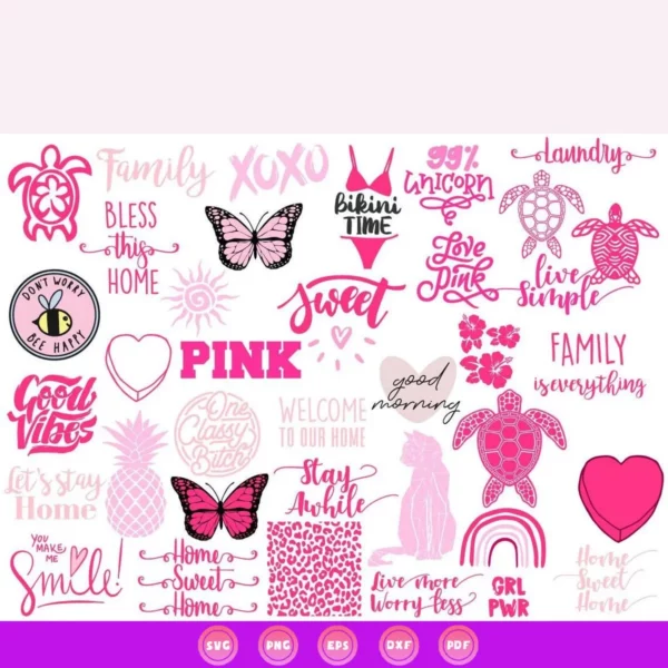 1700 File Love Pink Svg Bundle