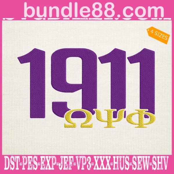 1911 Omega Psi Phi Embroidery Files