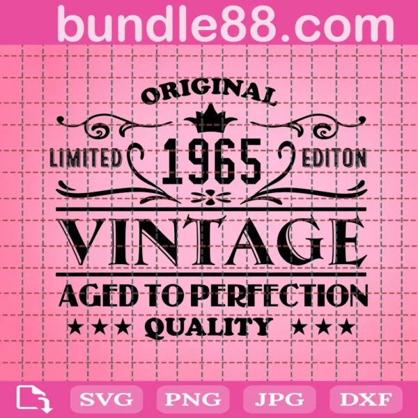 1965 Aged To Perfection Birthday Vintage Svg