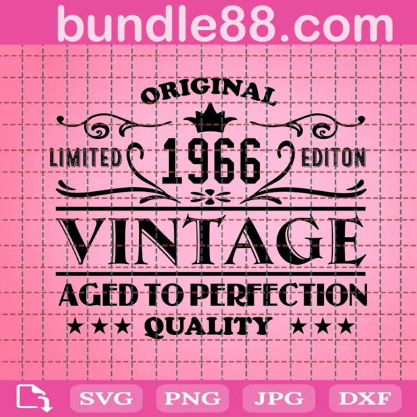 1966 Aged To Perfection Birthday Vintage Svg