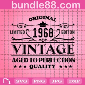 1968 Aged To Perfection Birthday Vintage Svg