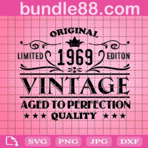 1969 Aged To Perfection Birthday Vintage Svg