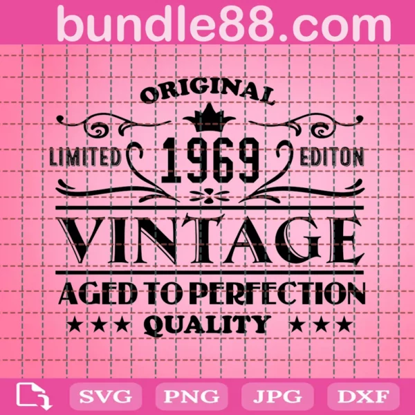 1969 Aged To Perfection Birthday Vintage Svg