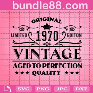 1970 Aged To Perfection Birthday Vintage Svg