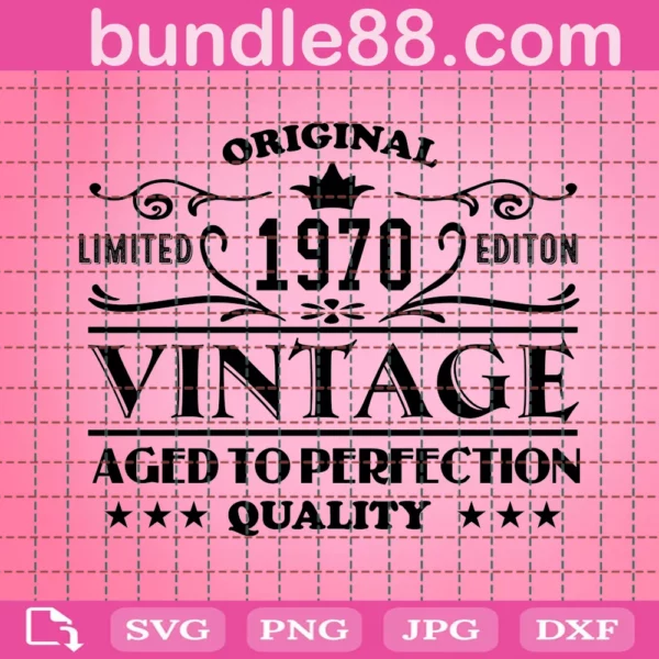 1970 Aged To Perfection Birthday Vintage Svg