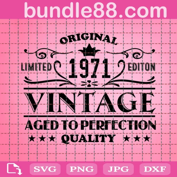 1971 Aged To Perfection Birthday Vintage Svg