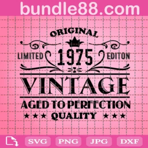 1975 Aged To Perfection Birthday Vintage Svg