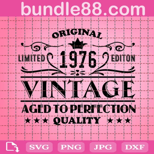1976 Aged To Perfection Birthday Vintage Svg