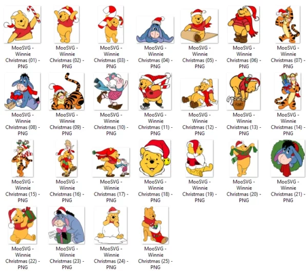 25 Designs Christmas Winnie The Pooh Svg Bundle