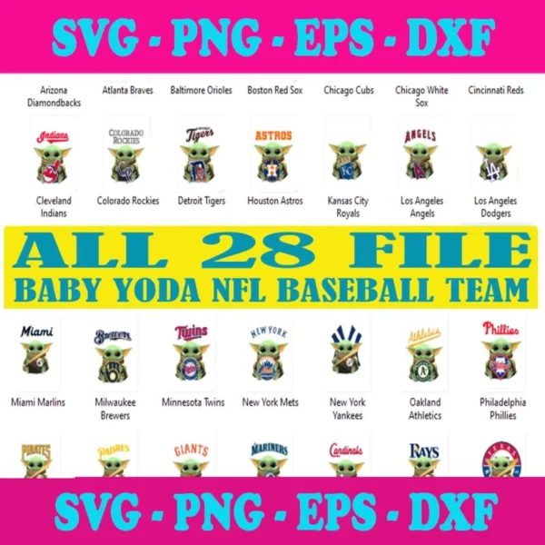 28 Files Baby Yoga Nfl Baseball Team Svg