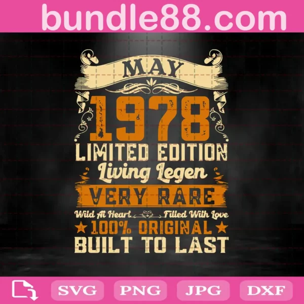 43Rd Birthday Gift 43 Year Old Retro Vintage May 1978 Svg