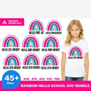 45+ Rainbow Hello Schol Bundle SVG